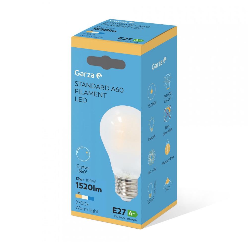 Bombilla LED E27 estándar A60 12W regulable 1200Lm